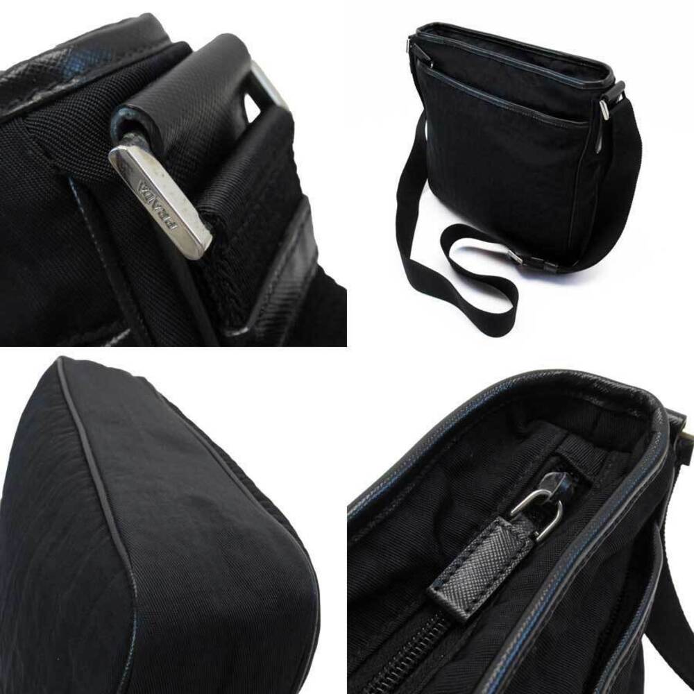 PRADA Crossbody Shoulder Bag Triangle Logo Black Nero Black Leather Classic - Picture 2 of 3